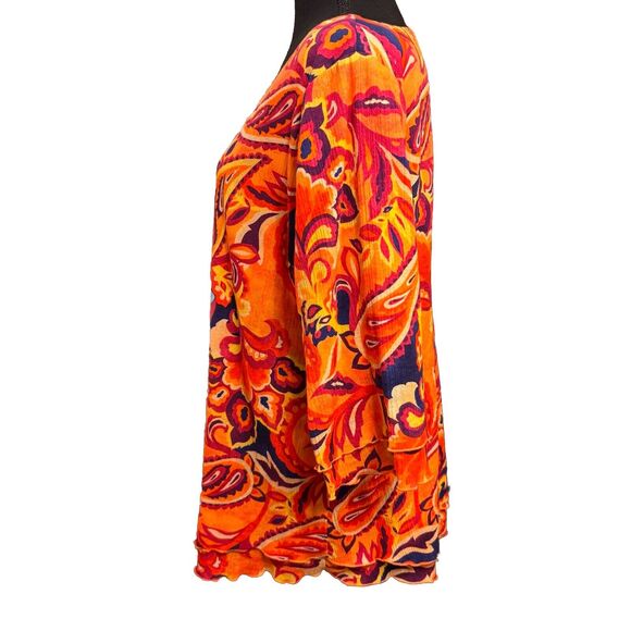 Soft Surroundings Blouse Large Womens Top Colorful Retro Layered 1/2 Sleeve Boho - Picture 3 of 7